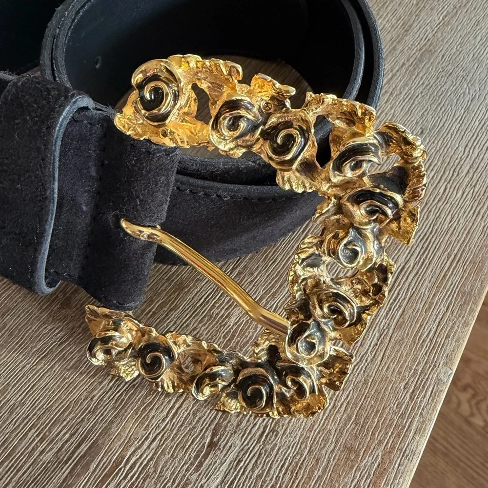 The Limited Black gold Suede Belt made in italy 🇮🇹